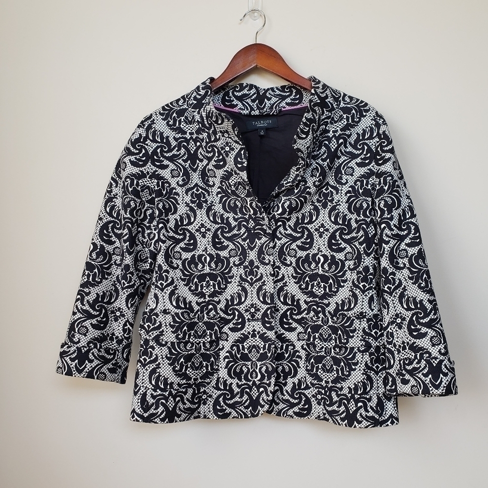 TALBOTS  Black & White Pea Coat